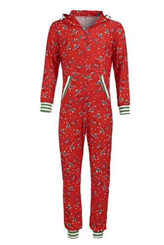 Pijamas Navidad Familiar Algodon Mono Pijamas Parejas e Hijos Trajes Navideños Pelele con Cremallera e Capucha Conjunto Mama Papá y Bebe Ropa de Dormir Invierno Christmas Pajamas SYSDJDS19888BAL