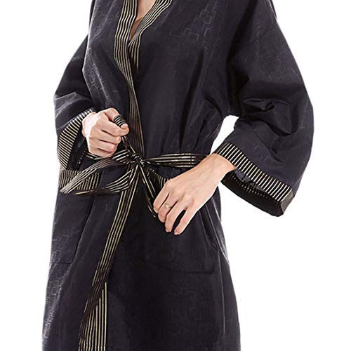 Pinji - Vestidos de Peluquería para Salón, Bata de Masaje en el SPA Bata de Kimono de Salón para Salón de Belleza Uniforme de Cliente de Moda Negro