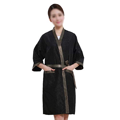 Pixnor Bata de Salón Clientes de Peluquería Bata Estilo Kimono Batas Capa para Barbero Spa