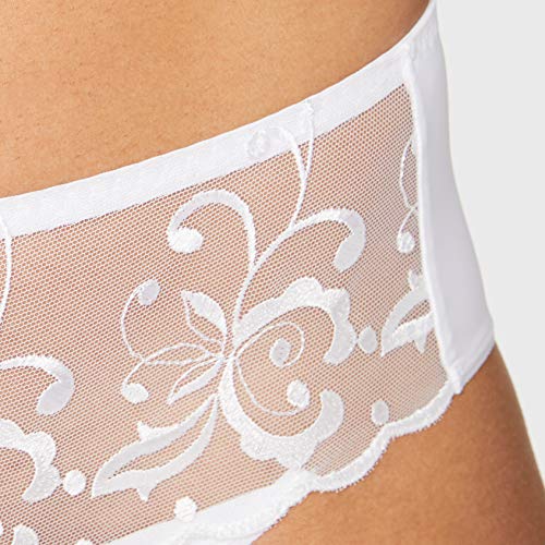 Playtex Essential Elegance Broderie Culotte Midi Ropa Interior, Blanco, Blanca, 48 para Mujer