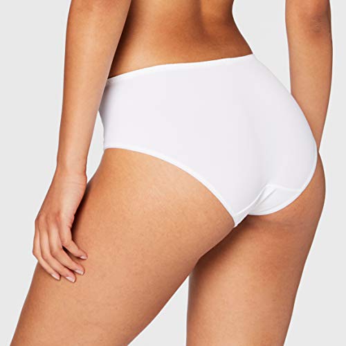 Playtex Essential Elegance Broderie Culotte Midi Ropa Interior, Blanco, Blanca, 48 para Mujer