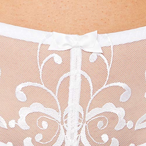 Playtex Essential Elegance Broderie Culotte Midi Ropa Interior, Blanco, Blanca, 48 para Mujer