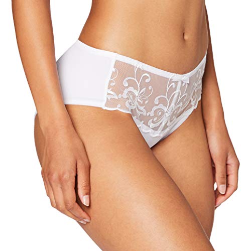 Playtex Essential Elegance Broderie Culotte Midi Ropa Interior, Blanco, Blanca, 48 para Mujer