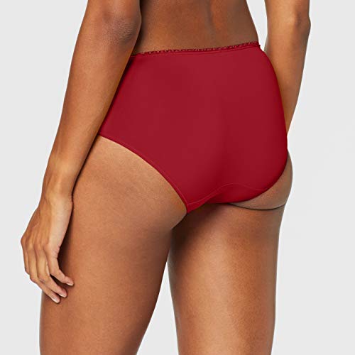 Playtex Flower Elegance Culotte Midi Ropa Interior, Carmin Red, 44 para Mujer