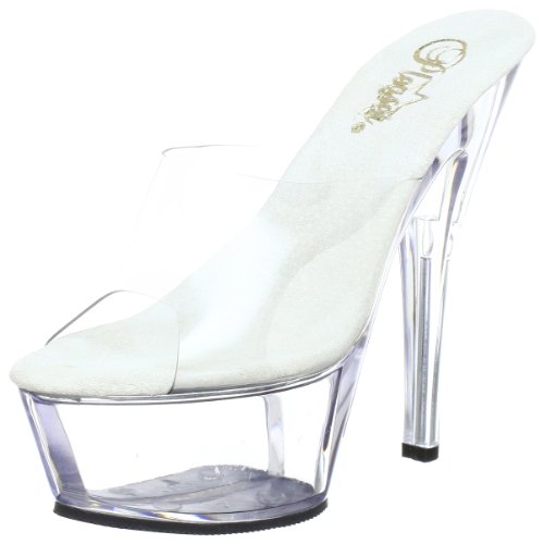 Pleaser EU-KISS-201 - Sandalias de Material sintético Mujer, Color Transparente, Talla 37