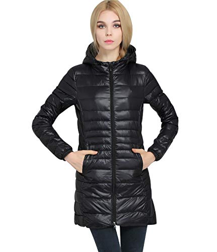 Plumas Mujer Plumiferos Ligeros Mujer Con Capucha Abrigo Plumas Largo Ultralight Plumon Chaqueta Plumifero Ligero Abrigos Largos Señora Chaquetas Invierno Cazadoras Chaquetones Casacas Primavera Negro