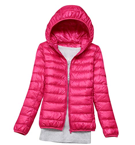 Plumas Mujer Plumiferos Ligeros Mujer con Capucha Abrigo Plumas Ultralight Plumon Chaqueta Plumifero Ligero Corto Abrigos Señora Chaquetas Invierno Cazadoras Chaquetones Tallas Grandes Rosa 4XL