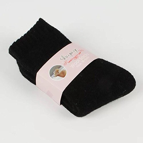 Pluto & Fox Calcetines Térmicas Borrego Gruesos Cálidos De Lana para Mujer Talla 36-40 Color Liso Invierno para Calentar Los Pies O para Trabajos Duros Pack de 5 Pares (Negro)