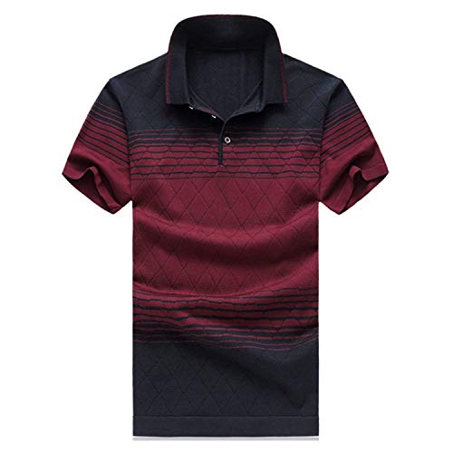 Polo De Verano De Seda Natural De Gran Mode De Tamaño para Marca Hombre Polo De Moda De Manga Corta para Mujer Camiseta De Manga Corta A Rayas (Color : Khaki, Size : 4XL)