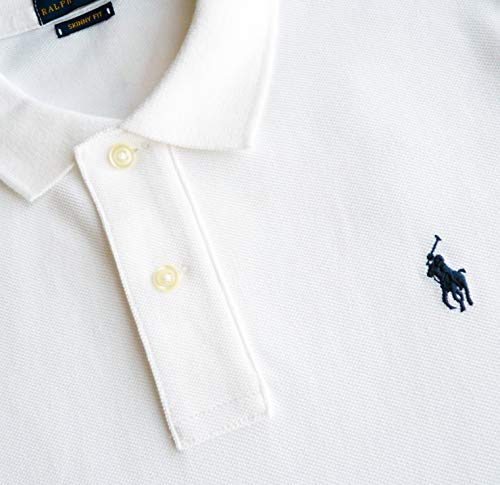 Polo Ralph Lauren Camisa de Polo Talla XL, Polo Flequillo,Blanco,Ajustado