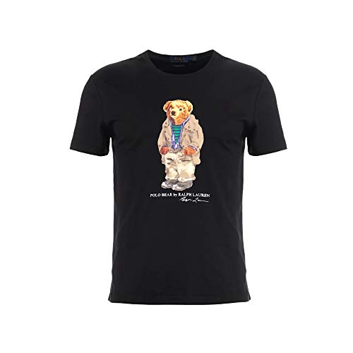Polo Ralph Lauren Camiseta Custom Slim fit Polo Bear (XXL, Negro)