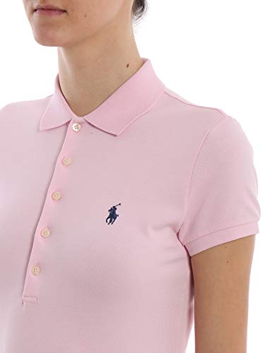 Polo Ralph Lauren Stretch Mesh/Julie Polo Camiseta, Rosa (Country Club Pink 000), Large para Mujer