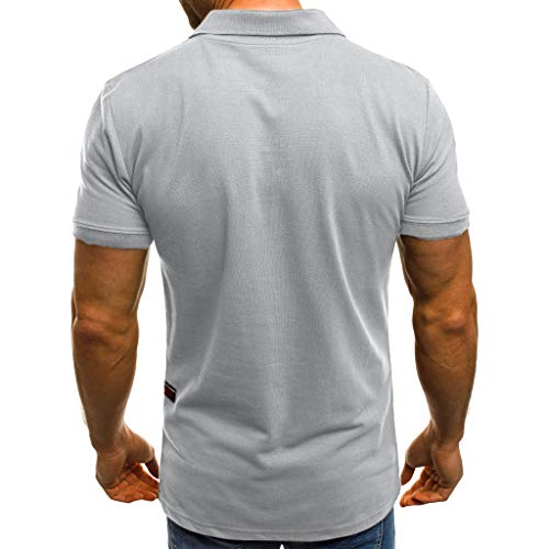 POLP Polos para Hombre Camiseta de Manga Corta con Cremallera y Bolsillo con Cremallera para Hombre Blusa y Camisas Tops Casual Deportivas Ropa de fútbol S-XXXL