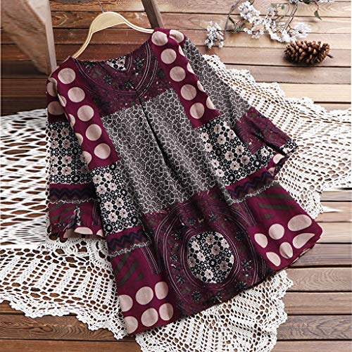 POLP Vestidos Vintage Mujer Manga Larga Primavera Invierno Retro Cuadros Blusa Algodón y Lino Sueltos Vestido Mini Camisa Tallas Grandes Vestidos de Fiesta Cortos Casual 2019 (6Negro, XXL)