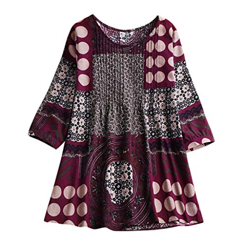 POLP Vestidos Vintage Mujer Manga Larga Primavera Invierno Retro Cuadros Blusa Algodón y Lino Sueltos Vestido Mini Camisa Tallas Grandes Vestidos de Fiesta Cortos Casual 2019 (6Negro, XXL)