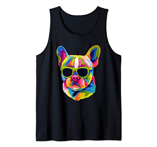 Pop Art Bulldog Francés Regalo Mamá Perro Papá Frenchie Camiseta sin Mangas
