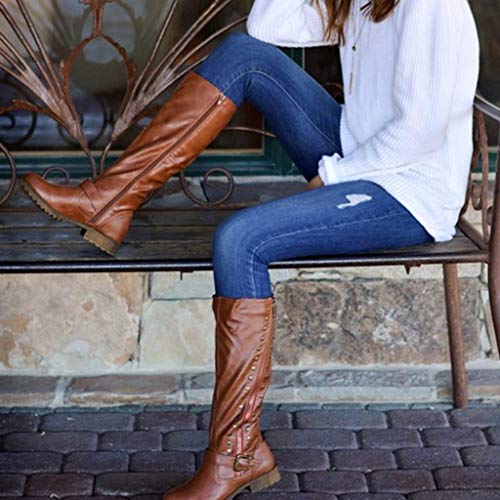 Posional Botas Largas Mujer Botas Ladies Invierno para Vestir Botas Altas Jovencita Cuña Botines Tacón Estudiante universitaria Zapatos Altos Señoras Rodilla Botas de Plataforma