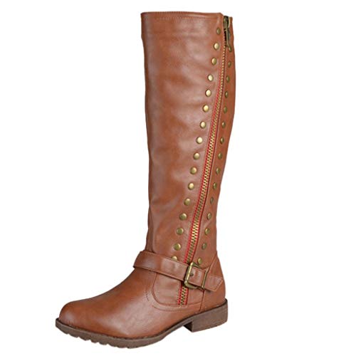 Posional Botas Largas Mujer Botas Ladies Invierno para Vestir Botas Altas Jovencita Cuña Botines Tacón Estudiante universitaria Zapatos Altos Señoras Rodilla Botas de Plataforma