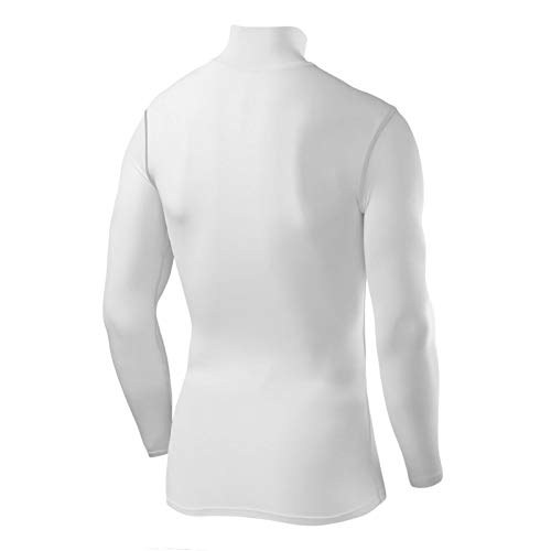 PowerLayer Hombre Camiseta Interior Da Manga Larga Térmica Baselayer - Cuello Alto - Blanco, M