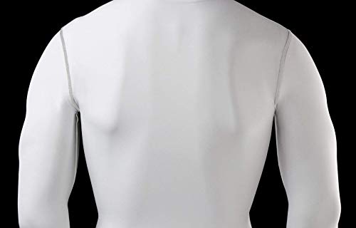 PowerLayer Hombre Camiseta Interior Da Manga Larga Térmica Baselayer - Cuello Alto - Blanco, M