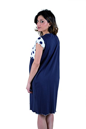 Premamy - Camisa Clinica para Maternidad, Modelo de Frente Abierto, algodón elástico de Dos vías, pre-Post-Parto - Azul - Vi (XL)