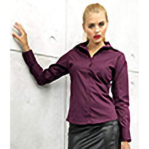 Premier - Blusa de popelina, camisa de trabajo, manga larga, mujer, botella, 36