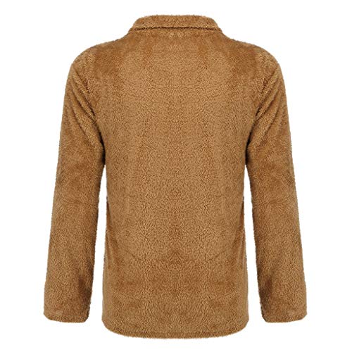 Pullover de Felpa Hombre Sudadera Lana Sintética Cuello Alto con Cremallera Camisas Suave Caliente Invierno Ropa Casual de Manga Larga Blouse Tops Rebajas Yvelands(café,L)