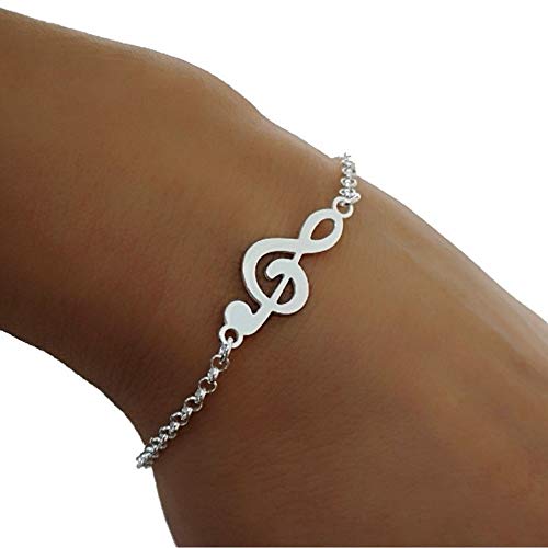 Pulsera Plata Ley 925M Clave Sol 26mm. Cadena Rolo 18cm. Cierre Reasa Mujer