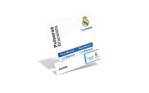 Pulsera Real Madrid Club de Fútbol Relieve Azul y Blanca Junior para Mujer y Niño, Pulsera de Silicona, Producto Oficial