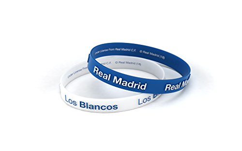Pulsera Real Madrid Club de Fútbol Relieve Azul y Blanca Junior para Mujer y Niño, Pulsera de Silicona, Producto Oficial