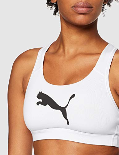 PUMA 4Keeps Bra M Sujetador Deportivo, Mujer, Puma White-Puma Black Cat, M
