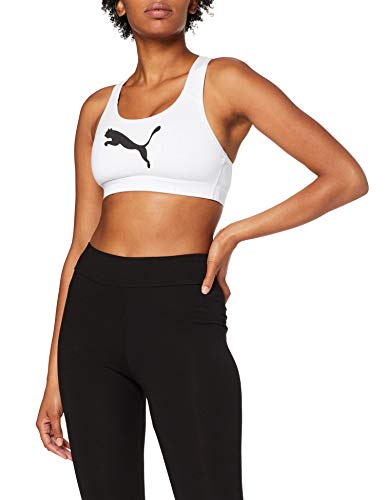 PUMA 4Keeps Bra M Sujetador Deportivo, Mujer, Puma White-Puma Black Cat, M