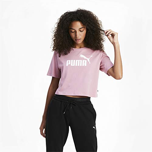 PUMA ESS+ Cropped Logo tee Camiseta, Mujer, Rosa, 14