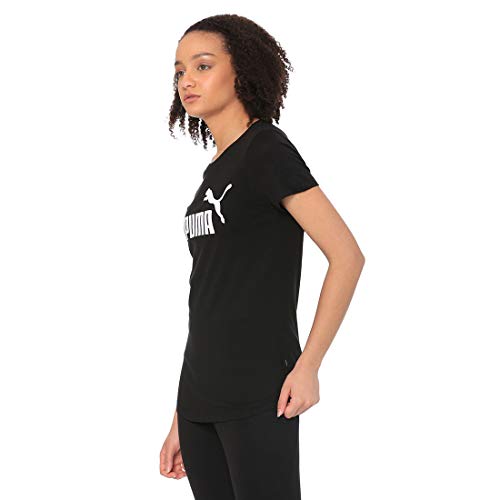 PUMA ESS Logo tee T-Shirt, Mujer, Cotton Black, M