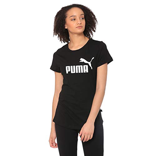 PUMA ESS Logo tee T-Shirt, Mujer, Cotton Black, M