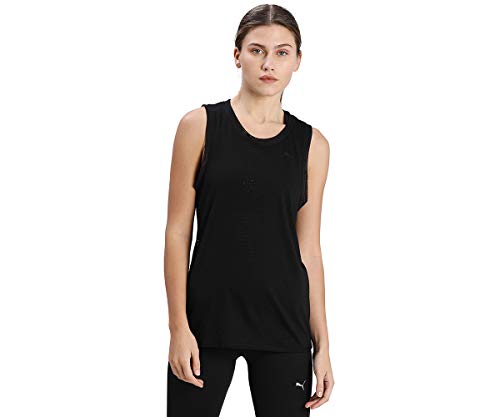 PUMA Studio Burnout Tank Camiseta De Tirantes, Mujer, Puma Black-Burn out Print, S