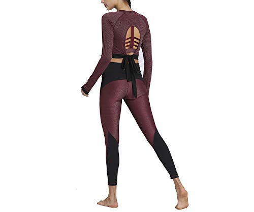 PUMA Studio Metallic LS Top Camiseta, Mujer, Burgundy, S