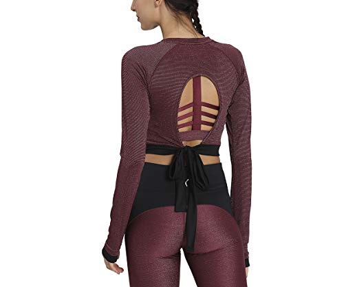 PUMA Studio Metallic LS Top Camiseta, Mujer, Burgundy, S