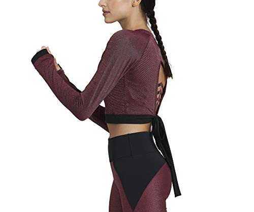 PUMA Studio Metallic LS Top Camiseta, Mujer, Burgundy, S