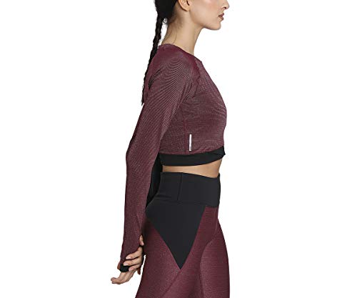 PUMA Studio Metallic LS Top Camiseta, Mujer, Burgundy, S