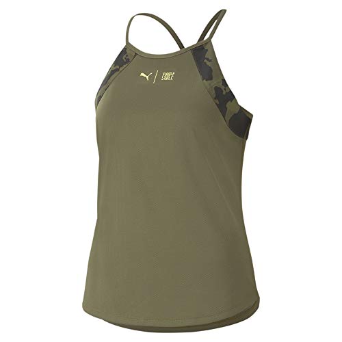 PUMA The First Mile Tank Camiseta De Tirantes, Mujer, Burnt Olive-Camo PRT, XL