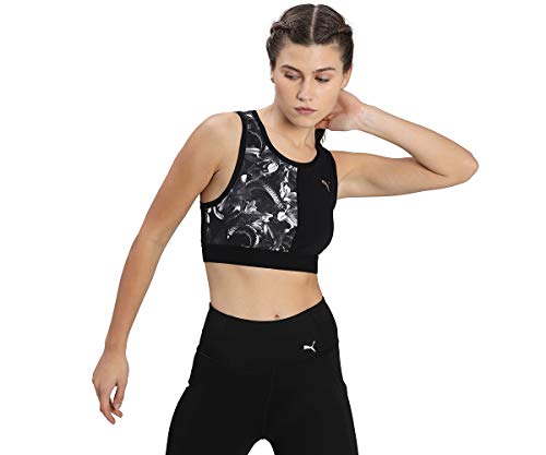 PUMA Train Untmd Crop Tank Camiseta De Tirantes, Mujer, Puma Black-Floral Print, S