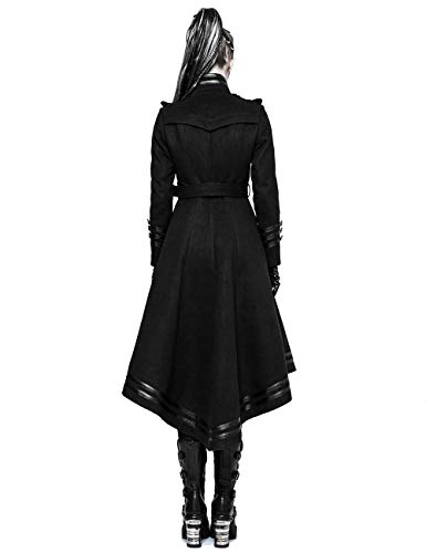 Punk Rave - Abrigo de invierno para mujer, estilo gótico militar, de doble cara Negro Negro ( L