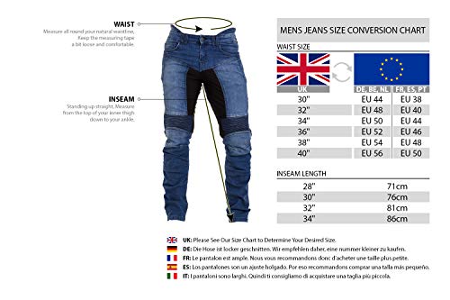 Qaswa Hombre Motocicleta Pantalones Moto Jeans con Protección Aramida Motorcycle Biker Pants
