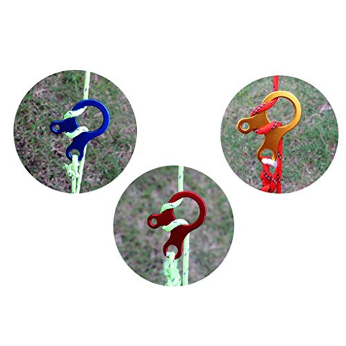 Qinghengyong Carpa Cuerda Hebilla de 3 Tienda de la Agujeros de Nudos Que acampa yendo de apriete Antideslizante Clip Polo del mosquetón, Azul