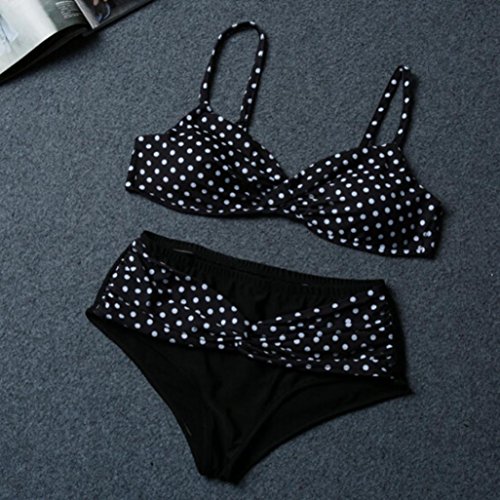 QinMM Bikini de Punto Trajes de baño para Mujer Talla Grande, Push up Playa de Verano Bañador (Negro, 4XL)