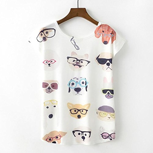 QinMM Camiseta Tops Estampada para Mascotas de Mujer, Camisa de Verano de Gato de Perro de Manga Corta (M, D)