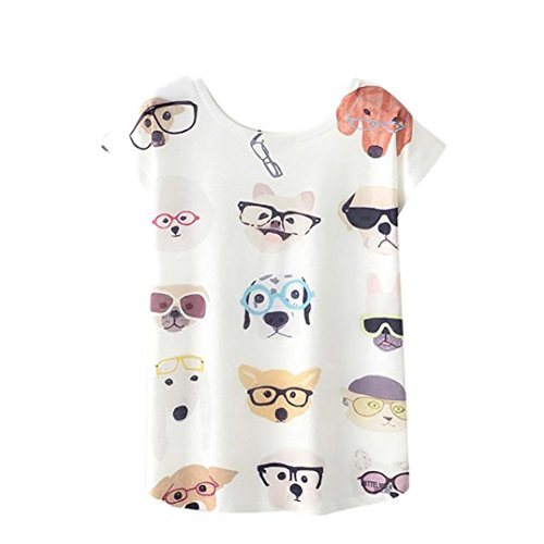 QinMM Camiseta Tops Estampada para Mascotas de Mujer, Camisa de Verano de Gato de Perro de Manga Corta (M, D)