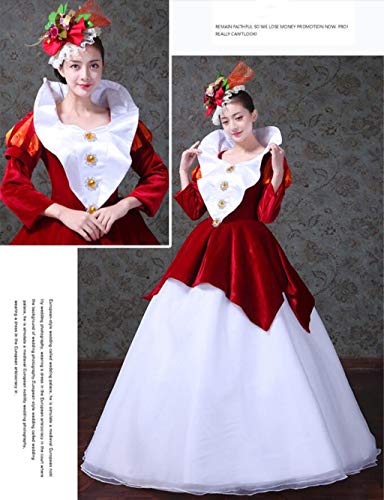 QJXSAN Elegante del Renacimiento de la Mujer Señora Traje Medieval de Estilo Victoriano Vestidos de Lujo Largo Vestido de Bola de la Manga (Color : Red, Size : XL)