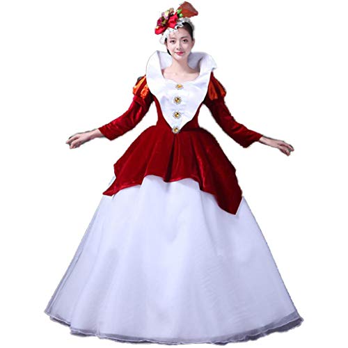 QJXSAN Elegante del Renacimiento de la Mujer Señora Traje Medieval de Estilo Victoriano Vestidos de Lujo Largo Vestido de Bola de la Manga (Color : Red, Size : XL)